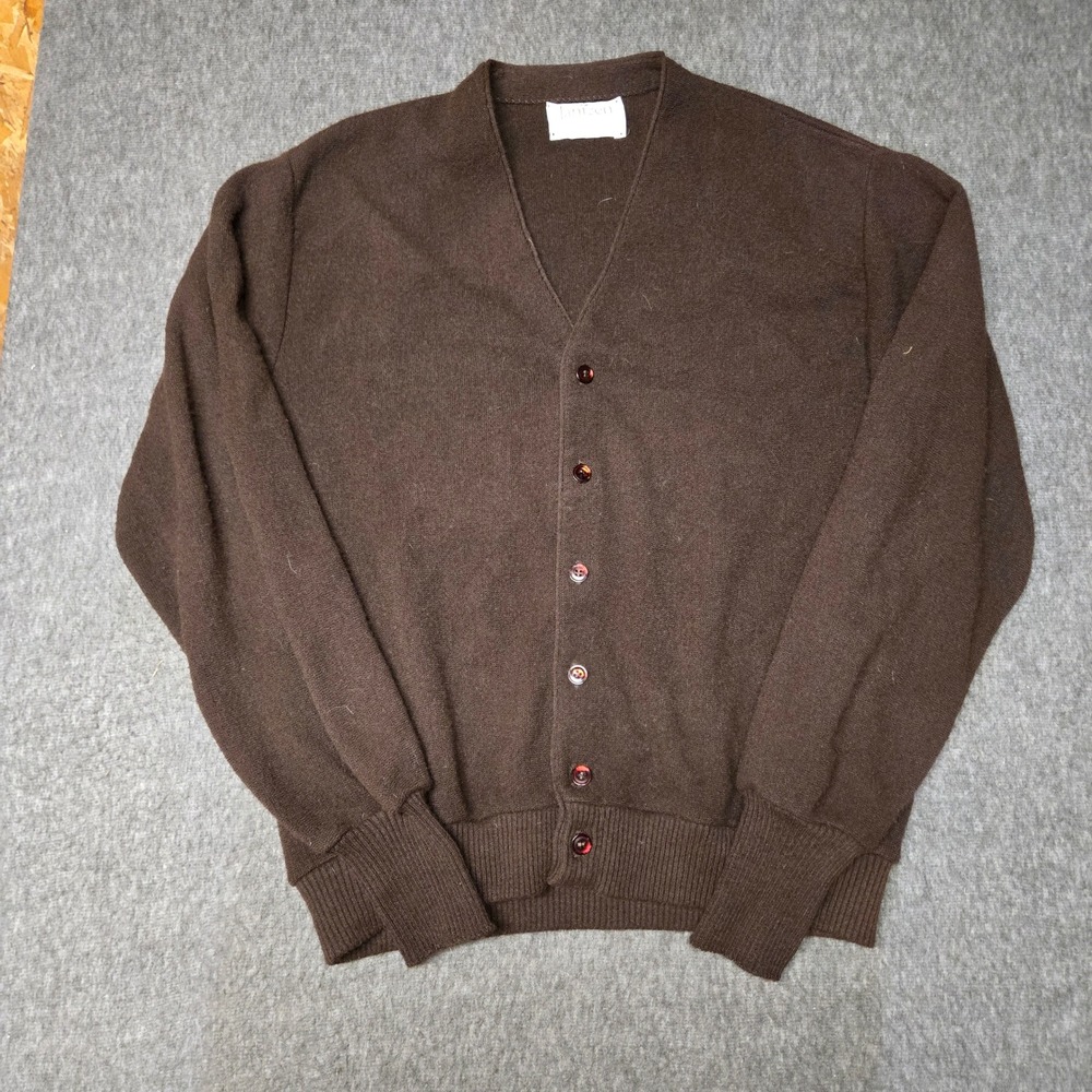 Vintage Jantzen Cardigan Mens XL Brown V Neck Sweater Made USA Grandpa